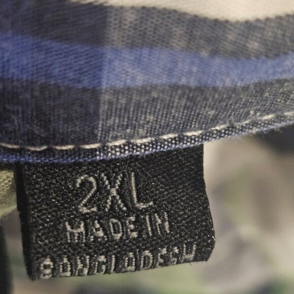 Burnside SZ 2XL Short Sleeve Blue Green Plaid Collared Button Up Country Shirt - Picture 3 of 8